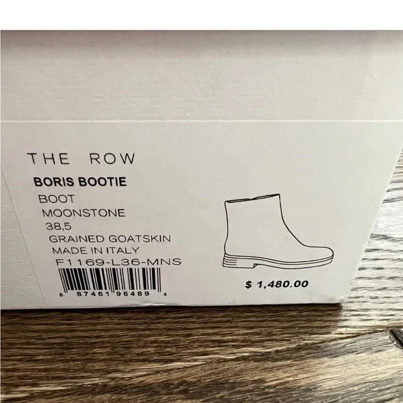 $1480 THE ROW Boris boot bootie moonstone taupe grained goatskin 38 7-7.5 - Picture 4 of 14